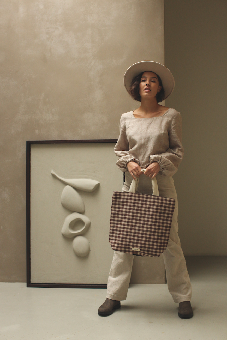 Sac shopper à damier