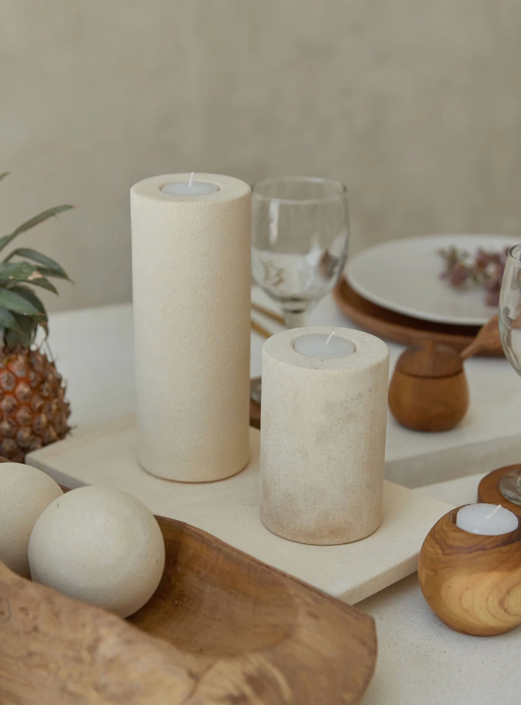 Porte-bougie en grès Cali