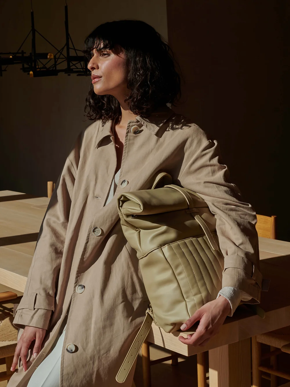Sac à dos en cuir végan - pistache